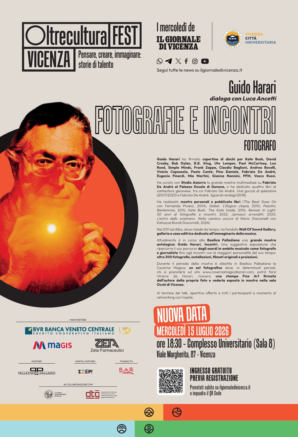 TALENTI/OLTRECULTURA FEST- Pensare, creare, immaginare: storie di talentoGUIDO HARARI NUOVA DATA mercoledì 15.07.2026 ore 18.30 - sede universitaria di Viale Margherita