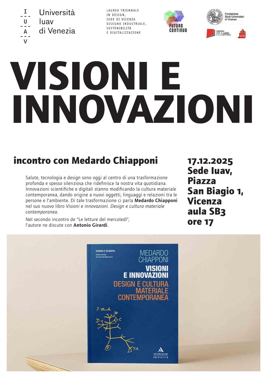 Le letture del mercoledì- 17 dicembre presso la sede Iuav di Palazzo San Biagio. Incontro con Medardo Chiapponi